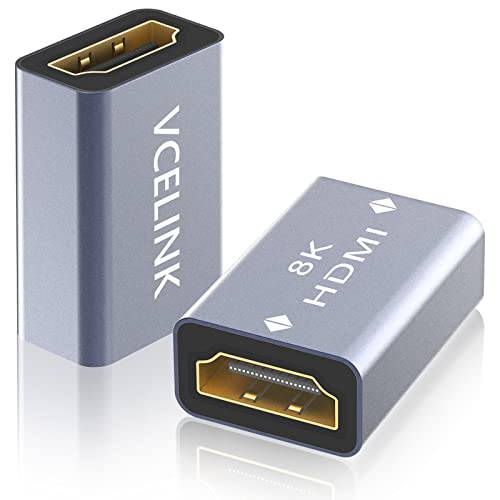 VCELINK HDMI 커플러 8K, HDMI 2.1 Female to Female 커넥터 HDMI 연장 어댑터, 지원 8K@60Hz/ 4K@120Hz 120UHD, 7680 * 4320 해상도, 3D, HDR, ARC 노트북, PC, 모니터, Roku TV, 2 팩