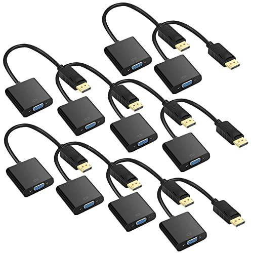 EEEKit DisplayPort,DP to VGA 어댑터, 10 팩 Gold-Plated DP to VGA 어댑터 컨버터, 변환기 Male to Female 호환가능한 컴퓨터, 데스크탑, 노트북, PC, 모니터, 프로젝터, HDTV (블랙)