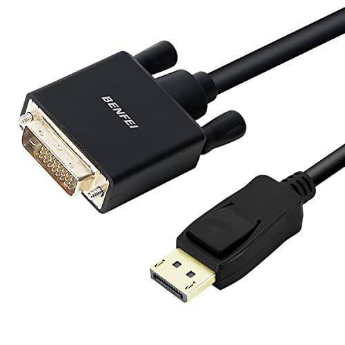 DisplayPort,DP to DVI 어댑터, Dp 디스플레이 포트 to DVI 컨버터, 변환기 Male to Male Gold-Plated 케이블 6 Feet 블랙 케이블 레노버, Dell, HP and Other 브랜드