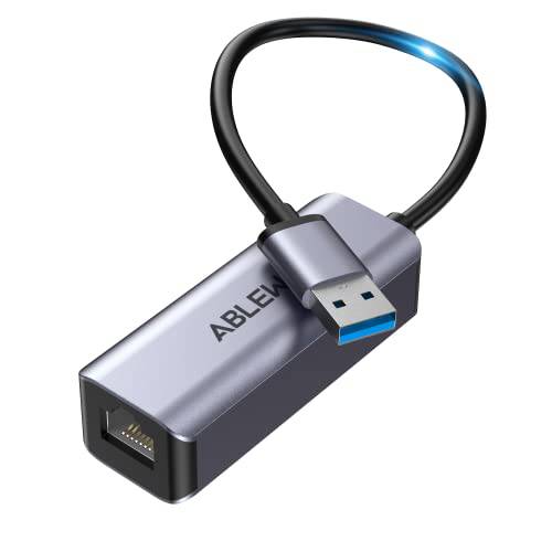 ABLEWE USB to 랜포트, USB 3.0 to 100/ 1000 기가비트 이더넷 랜 네트워크 어댑터, RJ45 인터넷 어댑터 호환가능한 노트북 맥북, 서피스, 맥OS, 크롬 OS, 윈도우, 리눅스