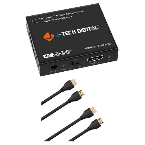 J-Tech 디지털 4K 60HZ HDMI 오디오 분리기 컨버터, 변환기 SPDIF+ 3.5MM 출력 지원 HDMI 2.0, 18Gpbs 대역폭, HDCP 2.2, HDR10 HDMI 2.0 케이블 3ft 지지 4K@60Hz 4:4:4 울트라 고속 18Gbps