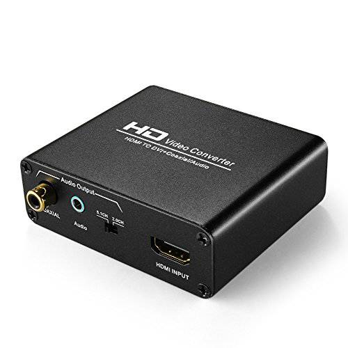 TNP HDMI to DVI 컨버터, 변환기 오디오 Out - HDMI to DVI 비디오 오디오 어댑터 사운드 분배기 to 3.5mm AUX 예비/ 2 RCA 스테레오&  동축, 동축, Coaxial,COAX, 동축 출력 잭 커넥터 플러그, 1080P 720P, 5.1& 2 채널