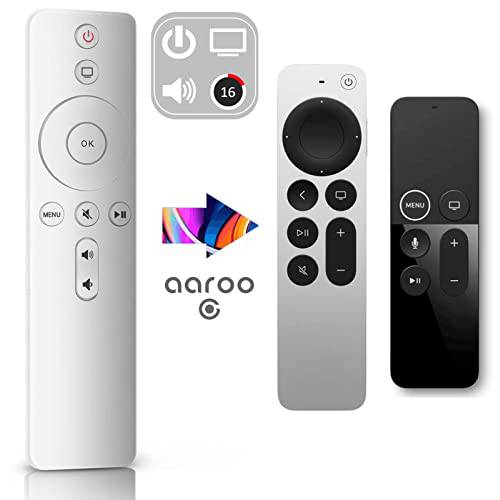 aarooGo TV 버튼 리모컨 애플 TV 4K HD 리모컨 A2169 A1842 A1625 A1427 A1469 A1378 A1218 w/ 볼륨 컨트롤 Most 인기있는 TVs (아이보리)