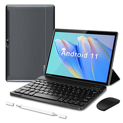 안드로이드 11 태블릿, 태블릿PC, 2 in 1 태블릿, 태블릿PC 10.1 인치, 5G 듀얼 와이파이 태블릿, 태블릿PC, 4GB 램 64GB ROM/ 128GB 확장 태블릿, 태블릿PC 키보드, 6000mAh, 듀얼 카메라, GPS, IPS 터치스크린, GMS 구글 인증된 태블릿, 태블릿PC PC