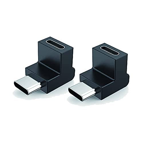 USB C 직각 어댑터, 90 도 USB C to USB Type-C Male to Female 어댑터 (2 팩). 지원 USB-C 3.1 PD 100W 퀵 충전 480Mb/ s 데이터 전송,  노트북&  태블릿, 태블릿PC&  휴대용 폰