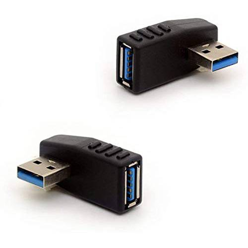 90° 앵글드 USB 3.0 어댑터 90 도 USB 커넥터 확장기 직각 USB 타입 A Male to 타입 A Female 플러그 커플러 2Pcs ( 왼쪽+  오른쪽)