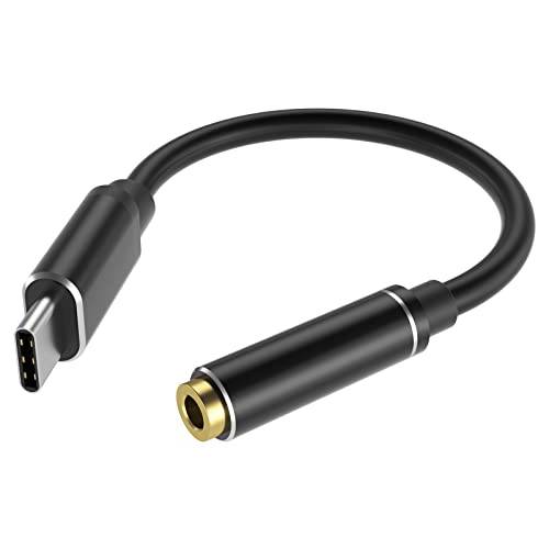 USB 타입 C to 3.5mm Female 어댑터 1 팩, Yinker USB C to Aux 오디오 헤드폰 케이블 케이블 HI-Fi DAC 칩 슬림 휴대용