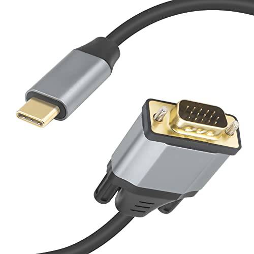 Duttek USB C to VGA 케이블, USB Type-C to VGA 케이블, 1080P USB C Male to VGA Male 어댑터 컨버터, 변환기 케이블 모니터 데스크탑, 프로젝터, 모니터 TV. (6FT/ 1.8M)