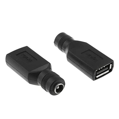 USB to DC 어댑터 DGZZI 2PCS USB 2.0 A Female to DC 5.5x2.1mm Female 5V 커넥터 충전 배럴 잭 파워 어댑터 스몰 DC or USB 전자제품 충전, USB 파워 충전 어댑터