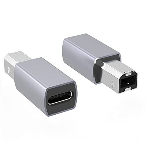 USB 타입 C Female to USB B Male Adapter，Type- C to 미디 인터페이스 사각 어댑터 USB C Female to USB 타입 B Male 어댑터 변환기 피아노 전자제품 드럼 프린터