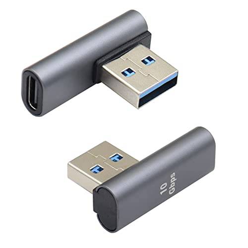 QIANRENON 90°USB 3.1 to USB C 어댑터 USB A Male to 타입 C Female 직각 커플러 10Gbps OTG 데이터 전송 충전 컨버터, 변환기 커넥터 스마트폰, 태블릿, 태블릿PC, 2 Pcs