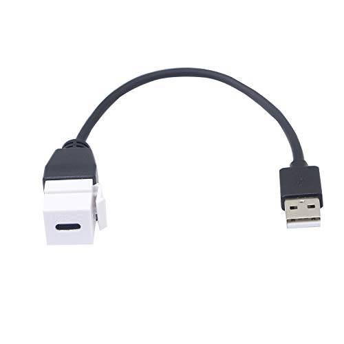 GINTOOYUN USB 2.0 to USB-C 키스톤 잭, USB Male to 타입 C Female 커플러 피그테일 연장 어댑터 by FENGQLONG (화이트)