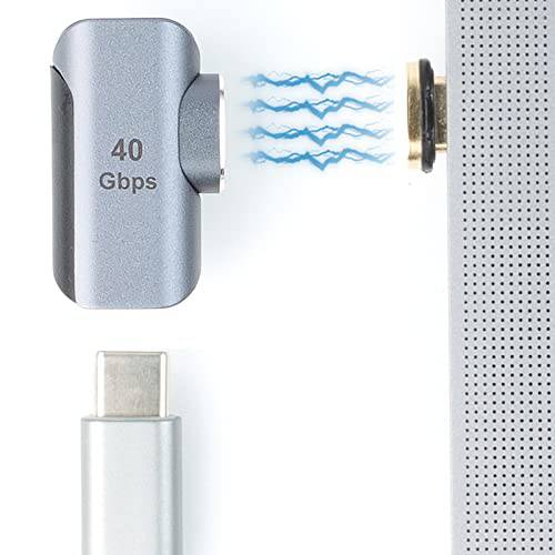 40Gbps 자석 USB C 어댑터 24Pins 타입 C 팔꿈치 커넥터, 지원 USB PD 100W 퀵 충전, 8K@60 Hz 비디오 출력 호환가능한 맥북 프로/ 에어 and More 타입 C 디바이스