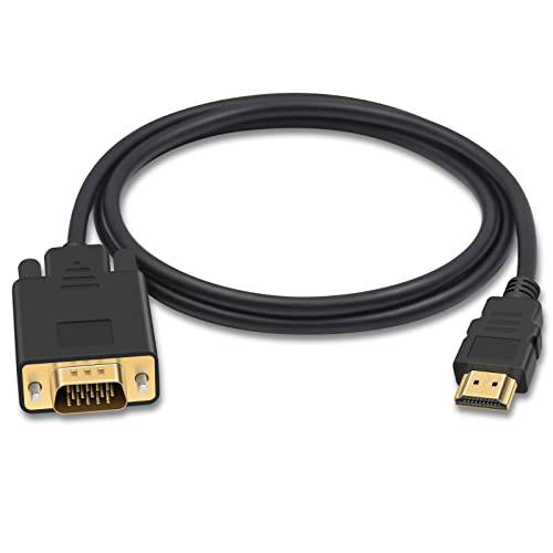 HDMI to VGA, Xhwykzz HDMI to VGA 어댑터 케이블, Gold-Plated HDMI Male to VGA Male One-Way 전송 컨버터, 변환기 컴퓨터 데스크탑 노트북 모니터 프로젝터 HDTV (3.3 Feet)