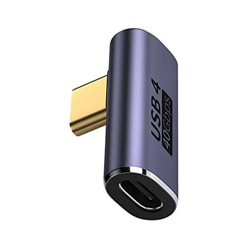 Xiwai USB4 타입 C Male to Female 로우 프로파일 오른쪽 앵글드 100W 파워 데이터 8K 비디오 어댑터 40Gbps 노트북 폰