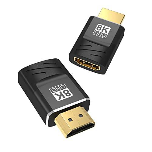 CableDeconn HDMI 2.1 8K 연장 커넥터 HD 어댑터 2Pack HDMI 48Gbps Male to Female 컨버터, 변환기 8K@60Hz 4K@120Hz 지원 3D eArc 다이나믹 HDR 호환가능한 PS5 엑스박스