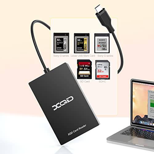 2-IN-1 USB-C XQD+ SD 카드 리더, 리더기, 5Gpbs USB 3.0 슈퍼 스피드 메모리 카드 어댑터 호환가능한 소니 G/ M 시리즈, Lexar 2933x/ 1400x USB Mark XQD 카드, SD/ SDHC 카드 Wins/ Mac(Simultaneously Read& Write)