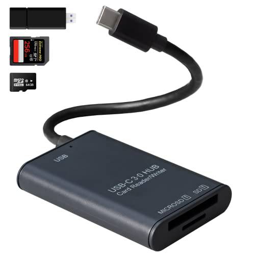 SD 카드 리더, 리더기,  USB-C to SD/ 마이크로 SD 카드 어댑터& USB 3.0 포트,  고속 USB to 외장 메모리 카드 리더기 SD, SDXC, SDHC, MMC, RS-MMC, 마이크로 SDXC, 마이크로SD, 마이크로 SDHC& USB 하드 드라이브