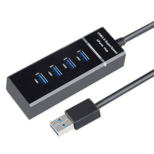 SHANFEILU USB 3.0 허브 분배기 USB 확장기 4-Port 허브 데이터 5Gbps 11.8’’ Extended 케이블& LED 인디케이터 PC, Mac, 플래시 드라이브, 휴대용 HDD, 노트북, 프린터