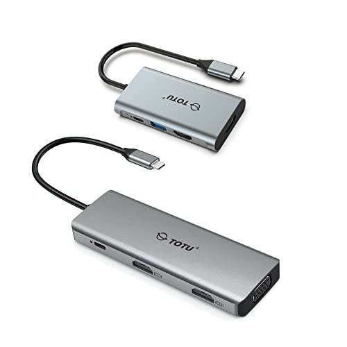 TOTU 9 in 1 트리플 디스플레이 USB C 허브 듀얼 4K HDMI and VGA 포트& 4 in 1 100W 듀얼 4K HDMI USB C 허브