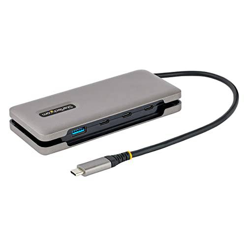 StarTech.com 4-Port  USB-C 허브 - 1x  USB-A& 3X  USB-C 포트 - USB 3.1 10Gbps - 버스 전원 - USB 타입 C 허브 w/ 9.8in/ 25cm Wrap-Around 케이블 - 휴대용  USB-C to  USB-A 허브/ 분배기 (HB31CM1A3CB)