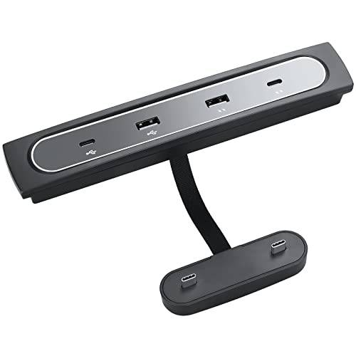 MeiBoAll 호환 2021 2022 테슬라 모델 Y 모델 3 탈부착 스테이션 USB 허브 LED 라이트 4 in 1 USB 허브 센터콘솔 어댑터 케이블 충전기 전원 분배기 연장 악세사리
