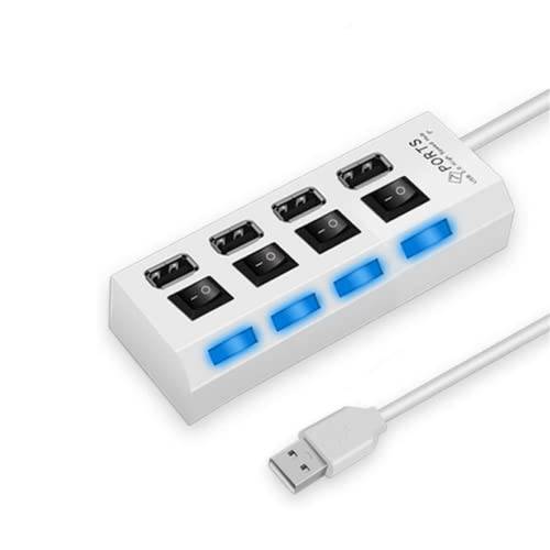 TXY 4 포트 고속 허브 USB 2.0 허브 파워 on/ Off 스위치 LED PC 노트북 USB 허브 분배기 USB 어댑터 (화이트)