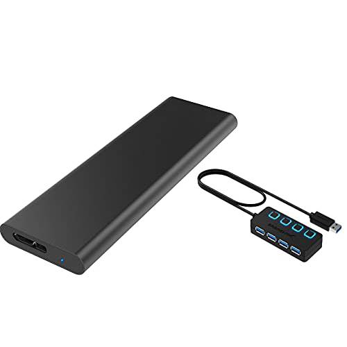 Sabrent M.2 SSD [NGFF] to USB 3.0 알루미늄 인클로저+ 4-Port USB 3.0 허브 개인 LED 파워 스위치