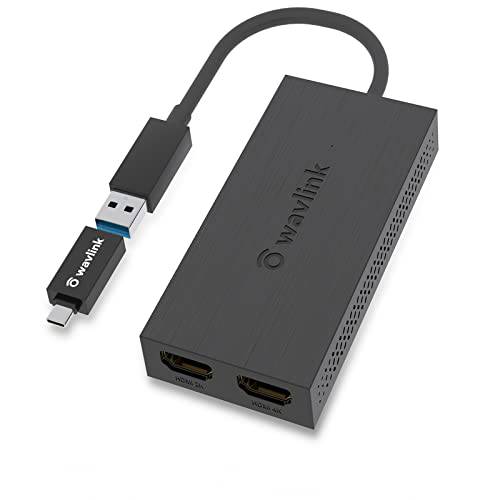 USB 3.0 to 듀얼 HDMI 비디오 그래픽 어댑터, 4K@30Hz and 1080P@60Hz 외장 비디오 카드 어댑터, 지원 윈도우, Mac, 크롬 OS, 안드로이드 7.1 Above