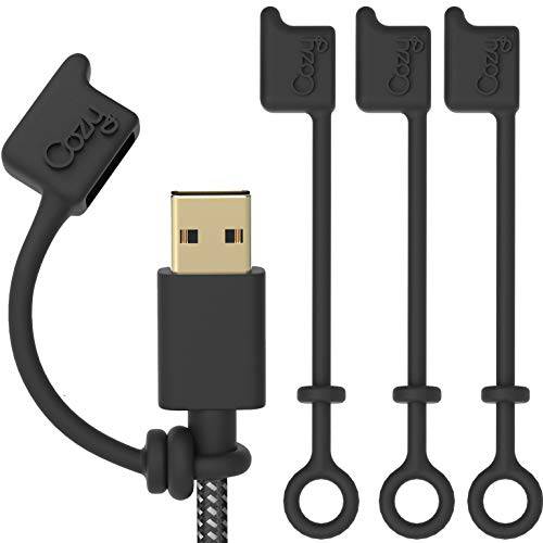 [4-Pack] Cozy USB 캡/ 커버 USB A 케이블 먼지 프로텍트, Protects During 여행용, 휴대용, Designed by Cozy (USB A 블랙)