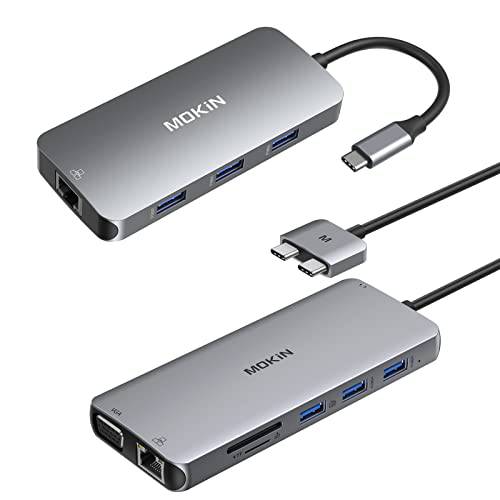 USB C 어댑터 맥북 프로/ 에어, Mac 동글 3 USB 포트, USB C to HDMI, USB C to RJ45 이더넷, MOKiN 9 in 1 USB C to HDMI 어댑터, 100W Pd 충전, USB C to SD/ TF 카드 리더, 리더기 USB C 허브
