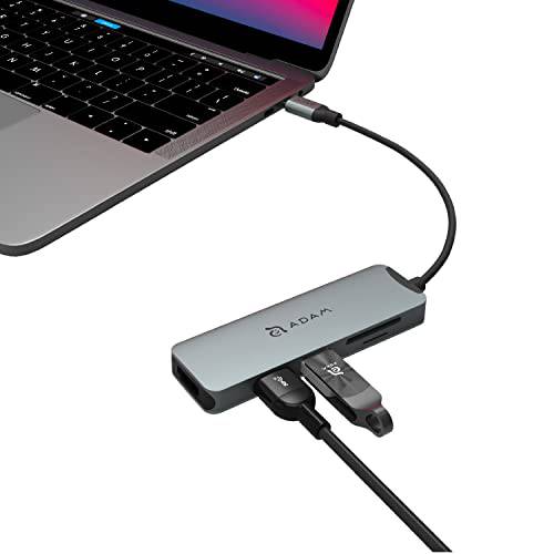 ADAM elements USB-C Gen2 허브/  노트북 탈부착 스테이션  Casa 허브 A05 5in1 멀티포트 어댑터 Mac& PC 시리즈 - USB-A 3.1 Gen2 x2, HDMI, SD& 마이크로 SD 카드 리더, 리더기