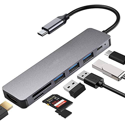 USB C 허브 to HDMI 어댑터, Sharllen 8 in 1 USB C 멀티포트 탈부착 스테이션 커넥터 4K HDMI, 3 USB 3.0 포트, SD/ TF 카드 리더, 리더기 100W PD 충전 호환가능한 맥북 프로/ 에어, 타입 C 디바이스