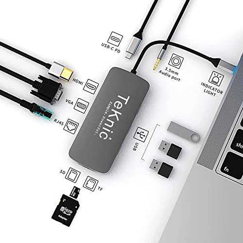 USB C 허브 타입 멀티포트 탈부착 스테이션 - 10in1 - HDMI 4K - RJ45 - VGA - USB 2/ 3.0 - PD-100W - TF/ SD 카드 리더, 리더기 - 맥북 프로/ Dell XPS/ 패드 프로/ 크롬북/ 레노버/ 삼성 갤럭시 S10/ S10+