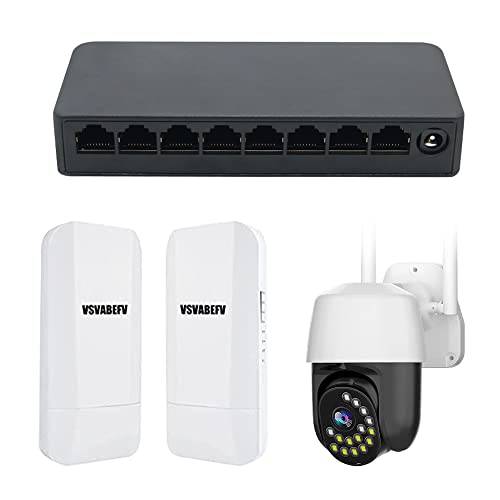 VSVABEFV 번들,묶음 of 8-Port 기가비트 이더넷 스마트 네트워크 Switch、Wireless 와이파이 롱 레인지 포인트 to 포인트 브릿지 and 1080P 홈 와이파이 세큐리티 IP카메라