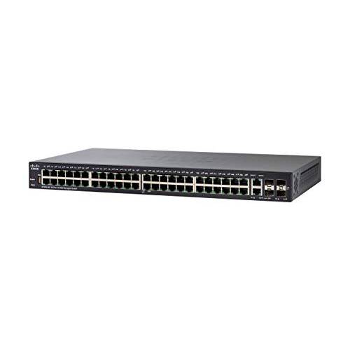 Cisco SF350-48 Managed 스위치, 48 10/ 100 PoE 포트, 4 기가비트 이더넷 (GbE) 콤보 SFP, 리미티드 라이프타임 프로텍트 (SF350-48-K9-NA)