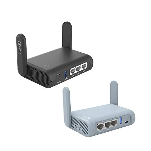 GL.iNet GL-AXT1800 (슬레이트 AX) Pocket-Sized Wi-Fi 6 기가비트 여행용 라우터& GL.iNet GL-MT1300 (Beryl) VPN 안전한 여행용 기가비트 무선 라우터