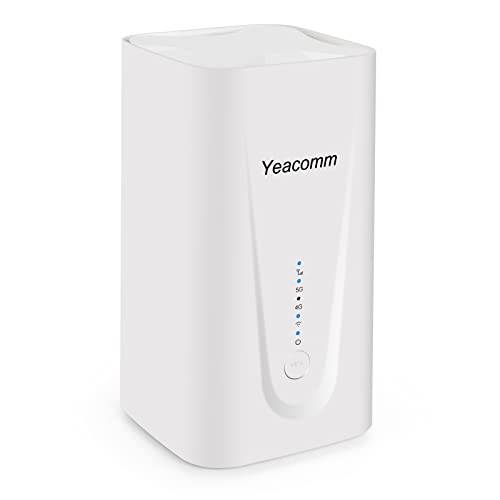 Yeacomm 5G 모뎀 라우터 Sim 카드 슬롯, Up to 4.67Gbps 5G LTE 라우터, 음성 Volte, WiFi-6 AX3600 휴대용 라우터 Dual-Band NSA/ SA, 무선 모뎀 5G/ 4G/ 3G 네트워크