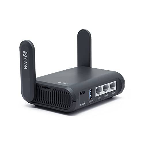 GL.iNet GL-AXT1800 (슬레이트 AX) Pocket-Sized Wi-Fi 6 기가비트 여행용 라우터, 확장기/ 리피터 호텔식& 공공의 네트워크, VPN Client& 서버, OpenWrt, Adguard 홈, USB 3.0, 네트워크 스토리지, TF 카드 슬롯