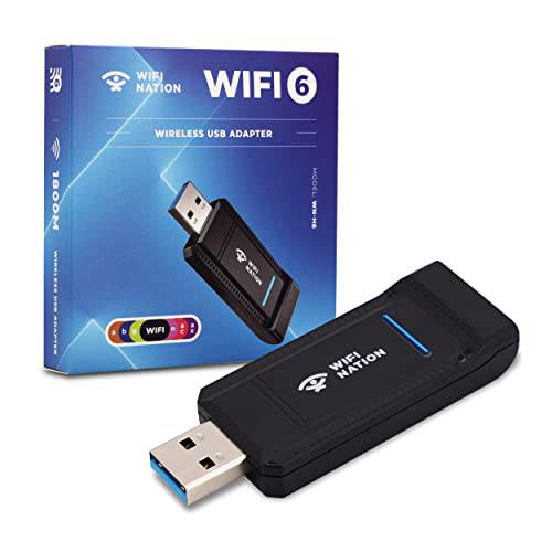 와이파이 Nation 와이파이 6 AX1800 2T2R, USB 3.0 칩셋: RTL8832AU, 와이파이 동글 어댑터 | 802.11ax 기가비트 무선 네트워크 카드 어댑터 | 5GHz/ 2.4GHz | WPA3 네트워크 세큐리티 | 윈도우 7/ 10/ 11