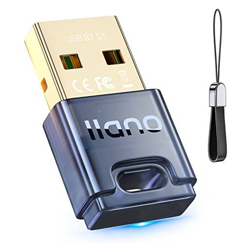 llano USB 블루투스 5.1 어댑터 PC, 윈도우 11/ 10/ 8.1 Driver-Free 플러그&  플레이 USB 동글 [2022 업그레이드된 지성 5.1 칩] 헤드폰,헤드셋, 마우스, 키보드, 스피커, 프린터, 노트북, 데스크탑