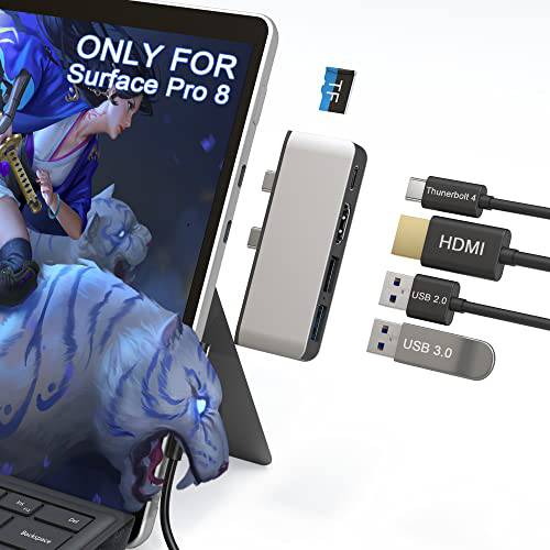 서피스 프로 8 Accessories，Surface 프로 8 탈부착 스테이션 4K HDMI，USB-C Thunerbolt 4 (디스플레이+ 데이터+ PD Charging)，USB 3.0，USB 2.0，TF 카드 슬롯, 트리플 디스플레이 USB C 허브 마이크로소프트 Surfac