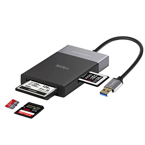LETLEX 6in1 USB 허브 카드 리더, 리더기  멀티포트 외장 카드 리더, 리더기 USB 허브  SD TF CF& XQD 포트  USB 3.0 허브 SD 카드 리더, 리더기  플러그&  플레이 카드 리더, 리더기 USB 허브  고속 데이터 전송