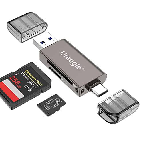 SD 카드 리더, 리더기 USB C, Ureegle USB-C SD 카드 리더, 리더기 USB 3.0 2-in-1 어댑터, USB 타입 C to 마이크로 SD 메모리 카드 리더, 리더기 PC 노트북 태블릿, 태블릿PC 안드로이드 지원 SDHC SDXC MMC 마이크로SD TF 카드