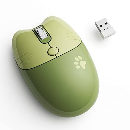 KNOWSQT 무선 마우스 민트, 2.4G 무소음 컴퓨터 마우스 USB 리시버 - 조절가능 DPI 오른쪽 or 왼손 사용 - 윈도우 노트북 Mac 데스크탑 게이밍 PC
