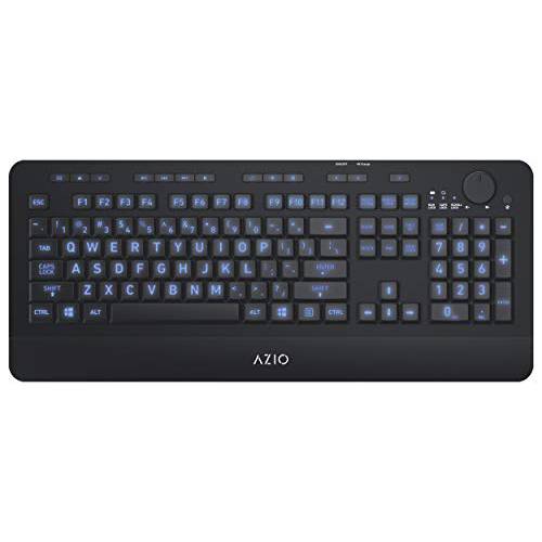 Azio 비전 컴퓨터 무선 키보드, 백라이트/ 라지 프린트, 블루 백라이트 (KB510W)
