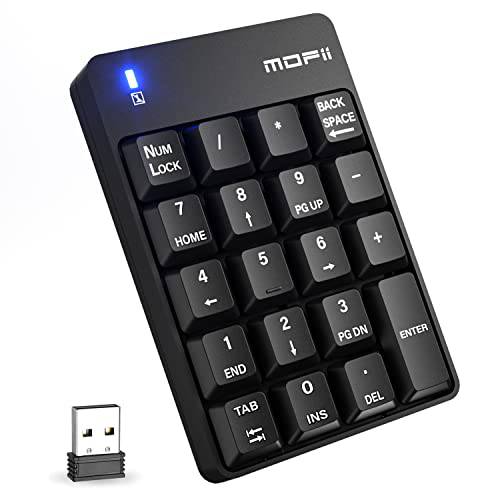MOFII 무선 넘버 패드 - 2.4G 숫자 키패드 무소음 19 키 USB 키패드, 휴대용 재무,회계,금융,가계부 Accounting 숫자패드 10 키 노트북/ 노트북/ 서피스 프로/ PC - 블랙