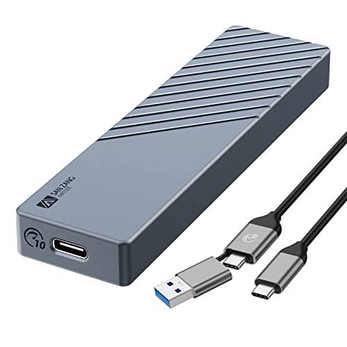 SANZANG M.2 NVME SATA SSD 인클로저 어댑터, 알루미늄 10Gbps USB C 3.1 Gen2 NVME PCIe or 6Gbps NGFF SATA 외장 SSD, 지원 UASP 트림 M-Key(B+ M-Key)2230/ 2242/ 2260/ 2280 SSD 4TB 맥스