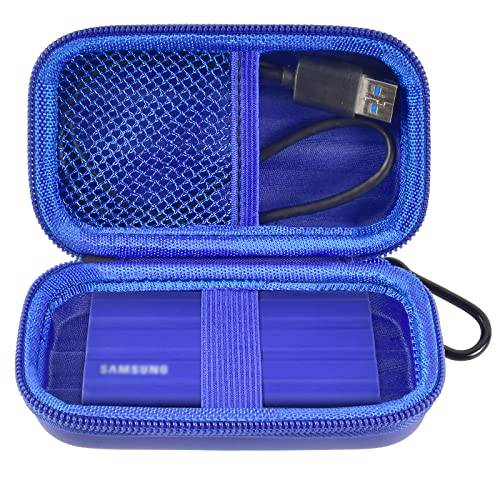 케이스 삼성 T7 쉴드/ T7/ T7 휴대용 USB 3.2 500GB 1TB 2TB 외장 SSD, 하드 여행용 스토리지 캐링 홀더 백 Fits 삼성 SSD& USB 케이블 (박스 Only) - 블루