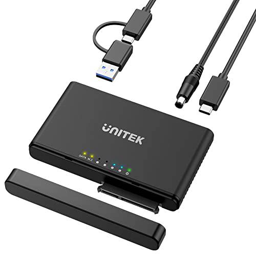 Unitek M.2 and SATA to USB 복사기 2.5/ 3.5 SATA 하드디스크 어댑터 컨버터, 변환기, USB C 3.1 Gen2 10 Gbps 탈부착 스테이션 지원 Offline 클론 M-Key NVME SSD, and SATA 외장 인클로저